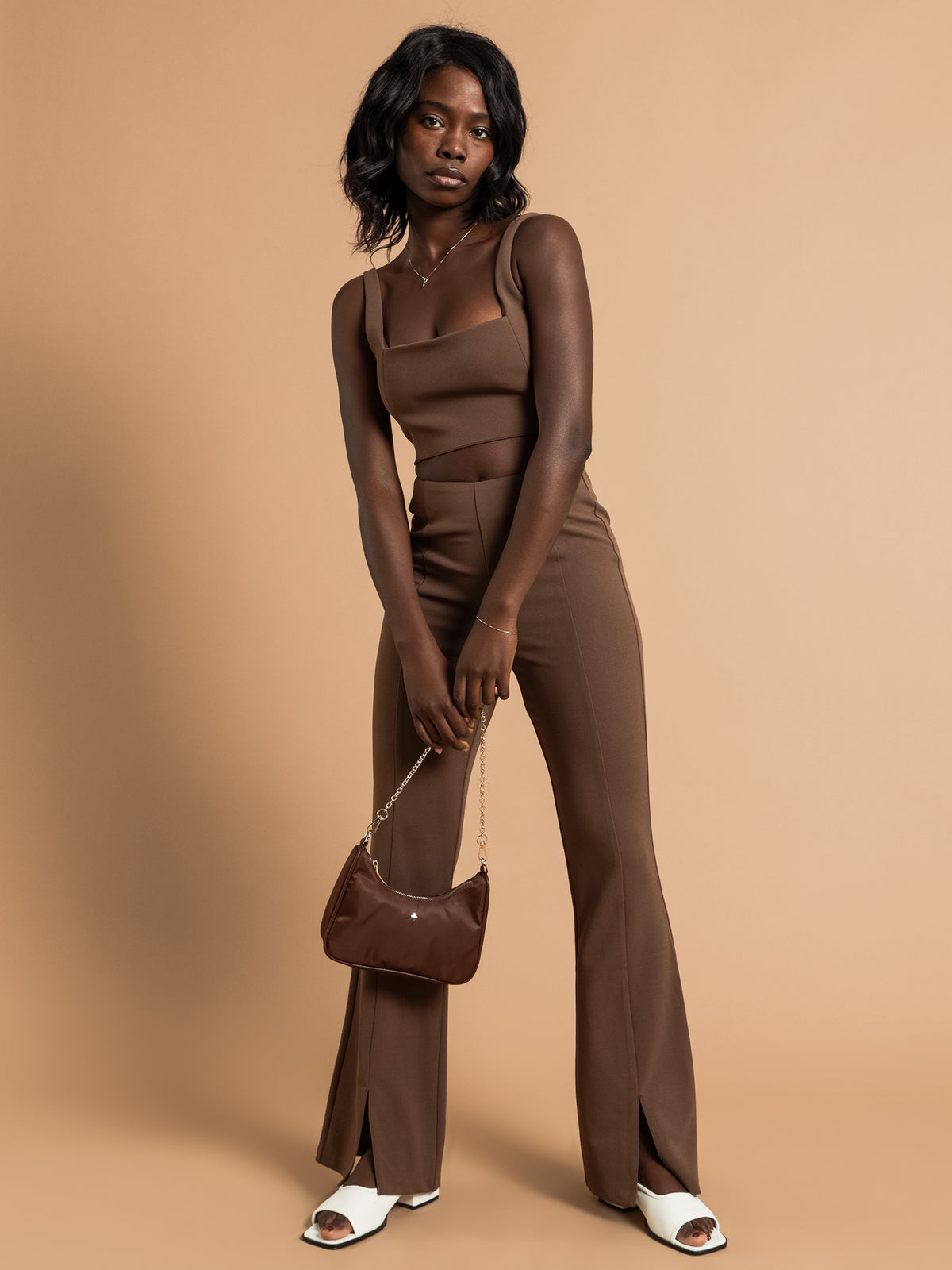 Niclette Bonded Top in Chocolate