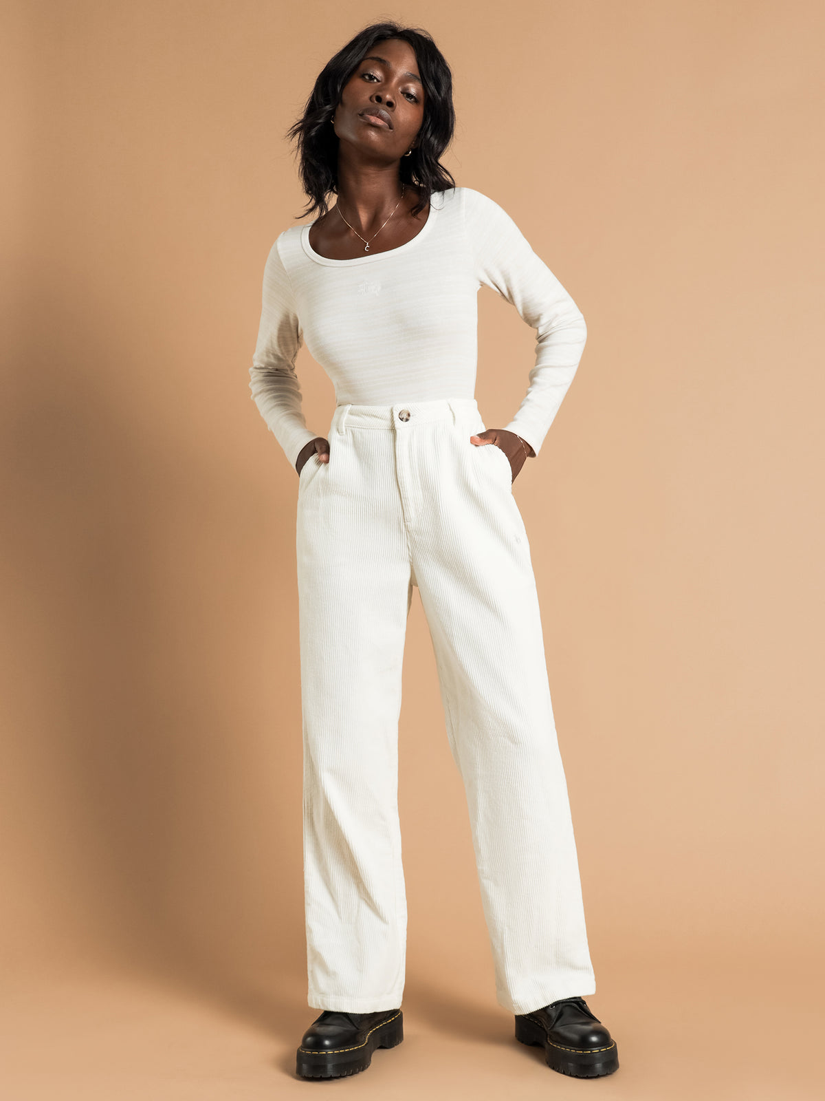 Claudette Cord Pants in White