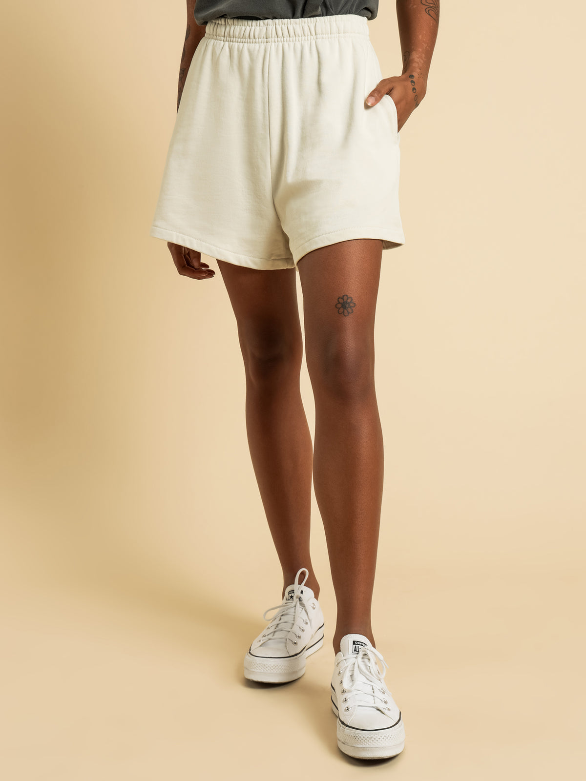 Established Fleece Shorts in Heritage White