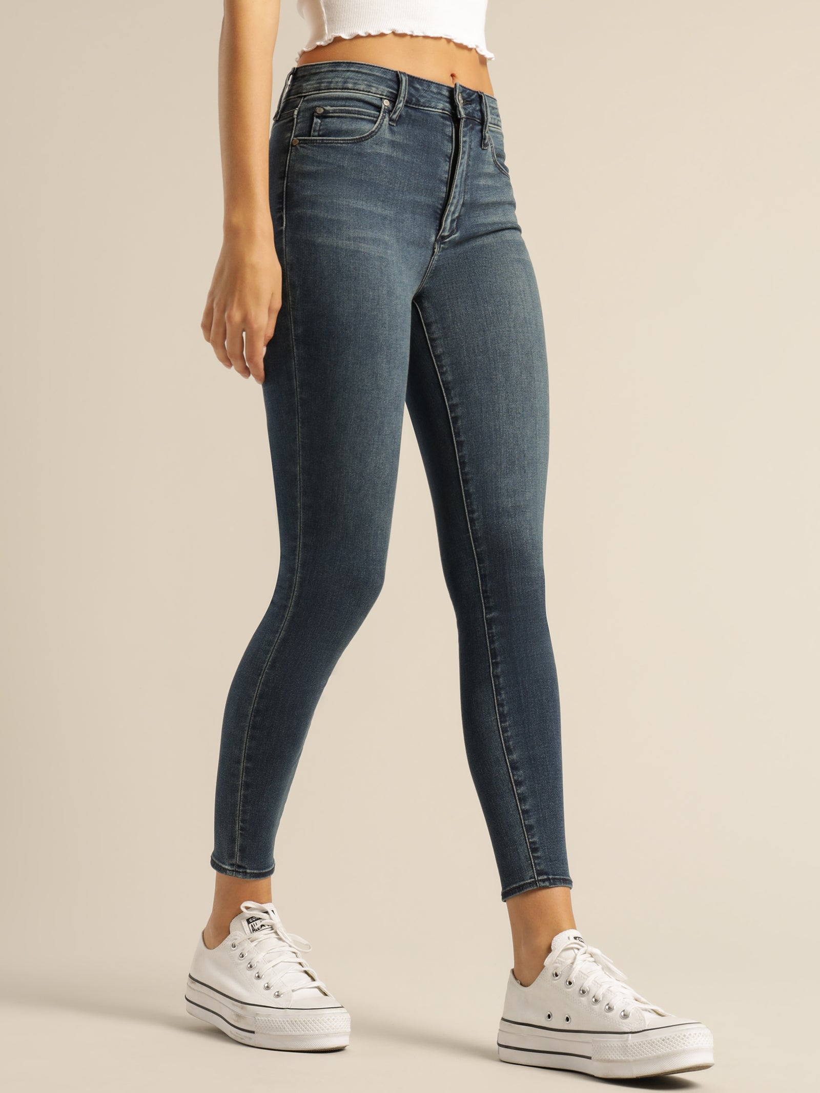 Lisa High-Rise Skinny Ankle-Hugger Jeans in Deep Storm Denim