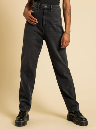 Hailey Baggy Straight Leg Jeans in Destroyed Black