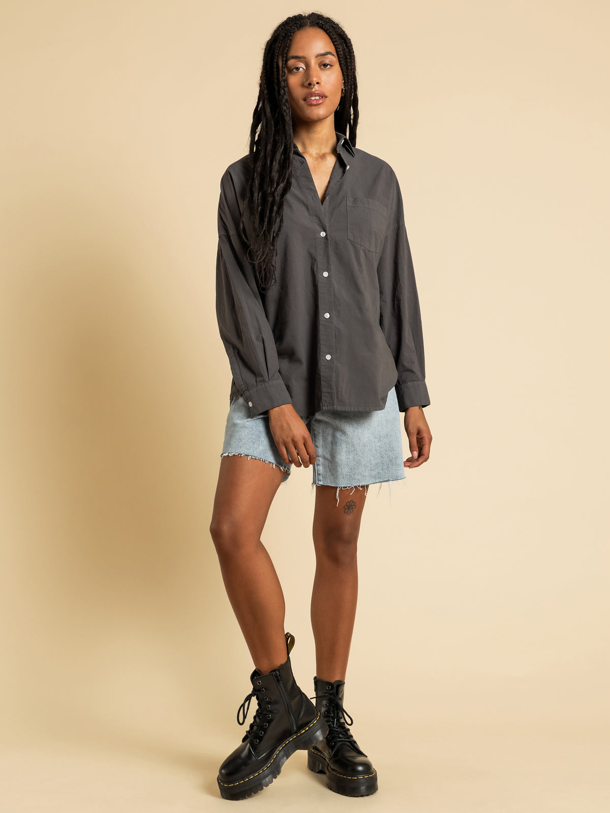Nude Lucy Naya Washed Cotton Shirt | Coal