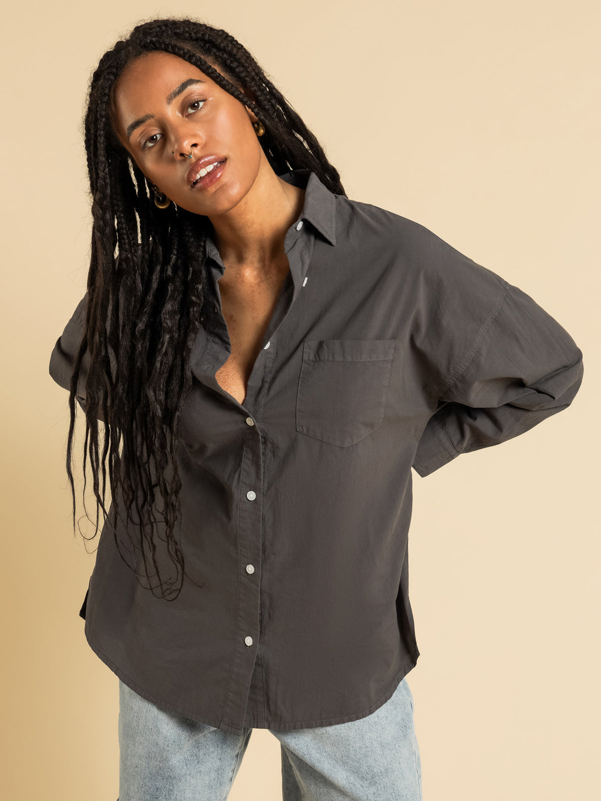 Nude Lucy Naya Washed Cotton Shirt | Coal