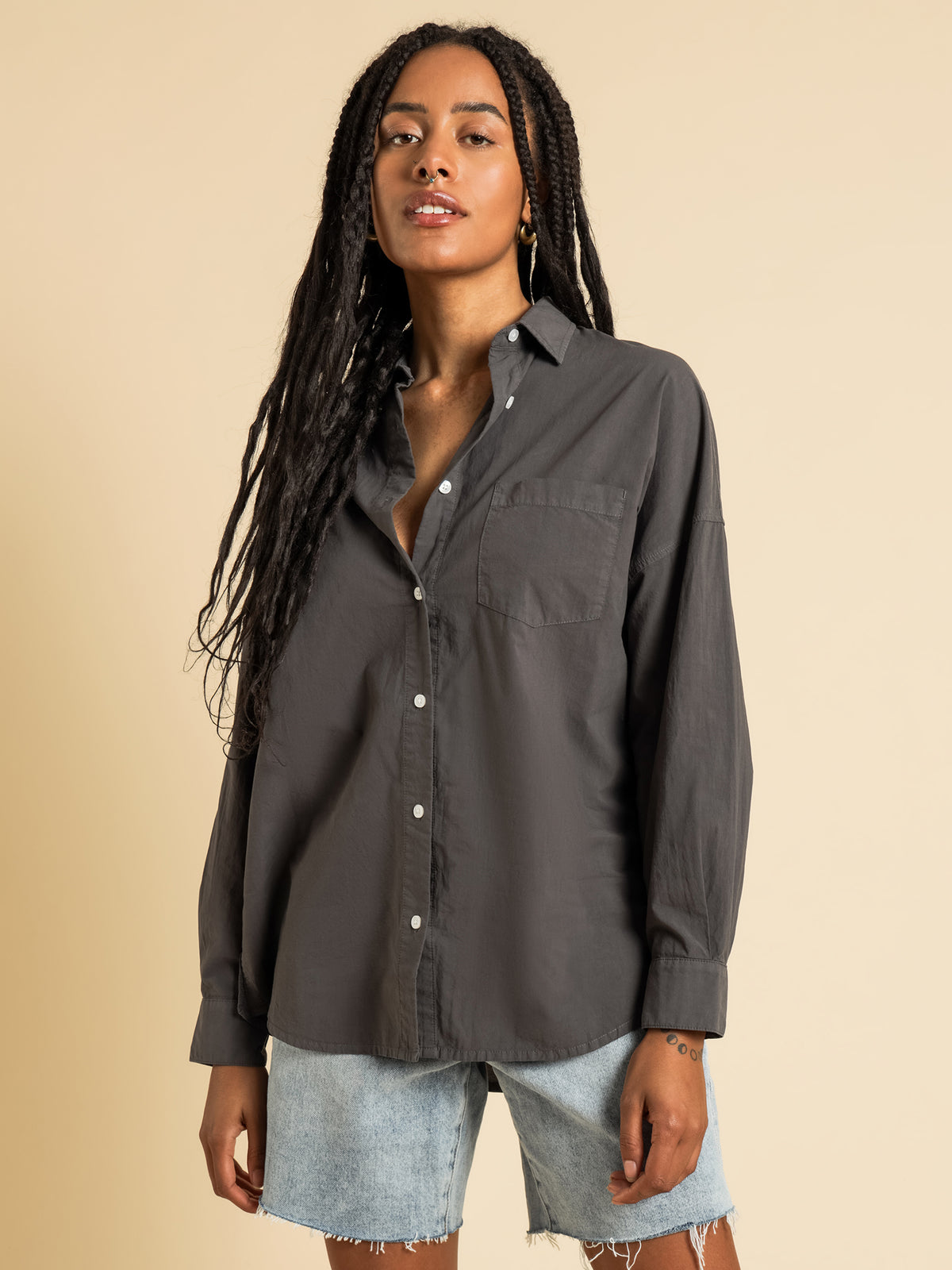 Nude Lucy Naya Washed Cotton Shirt | Coal