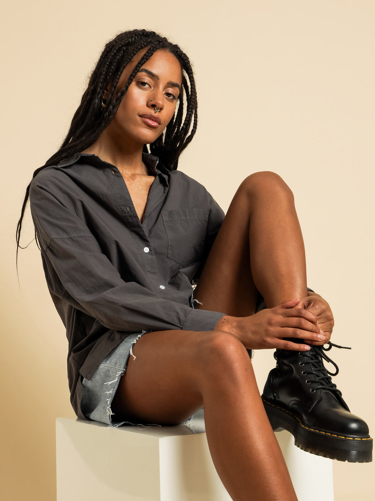 Nude Lucy Naya Washed Cotton Shirt | Coal