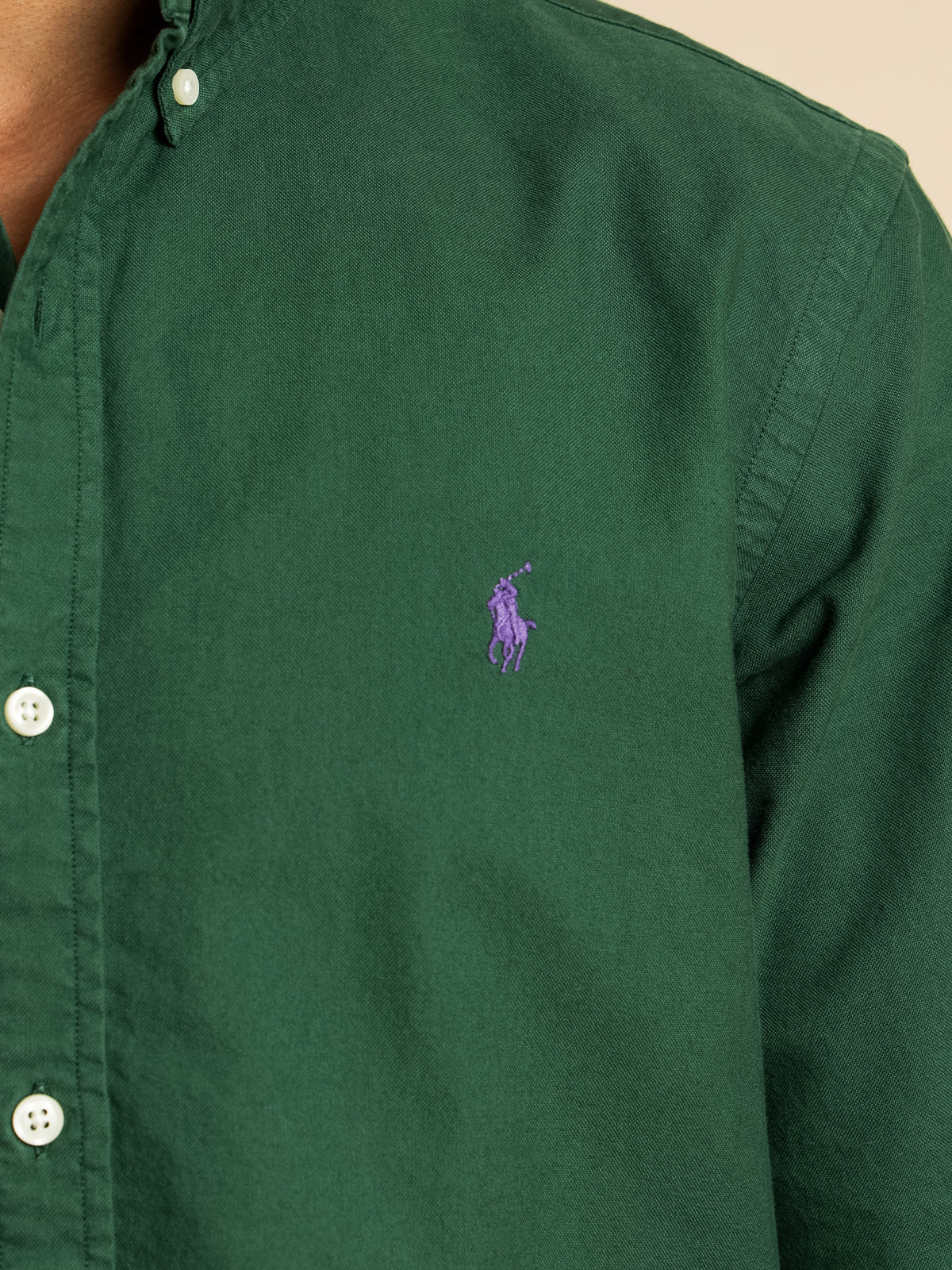 Slim Fit Button Up Shirt in Bottle Green
