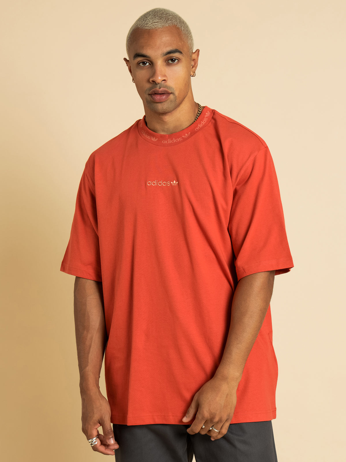 Rib Detail T-Shirt in Orange