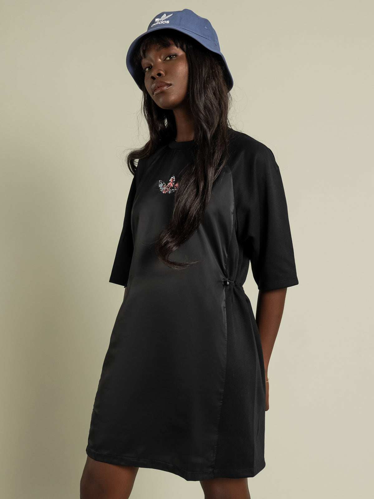 Adidas Satin T-Shirt Dress Black | Glue Store Adidas Satin T-Shirt Dress Black | Glue Store