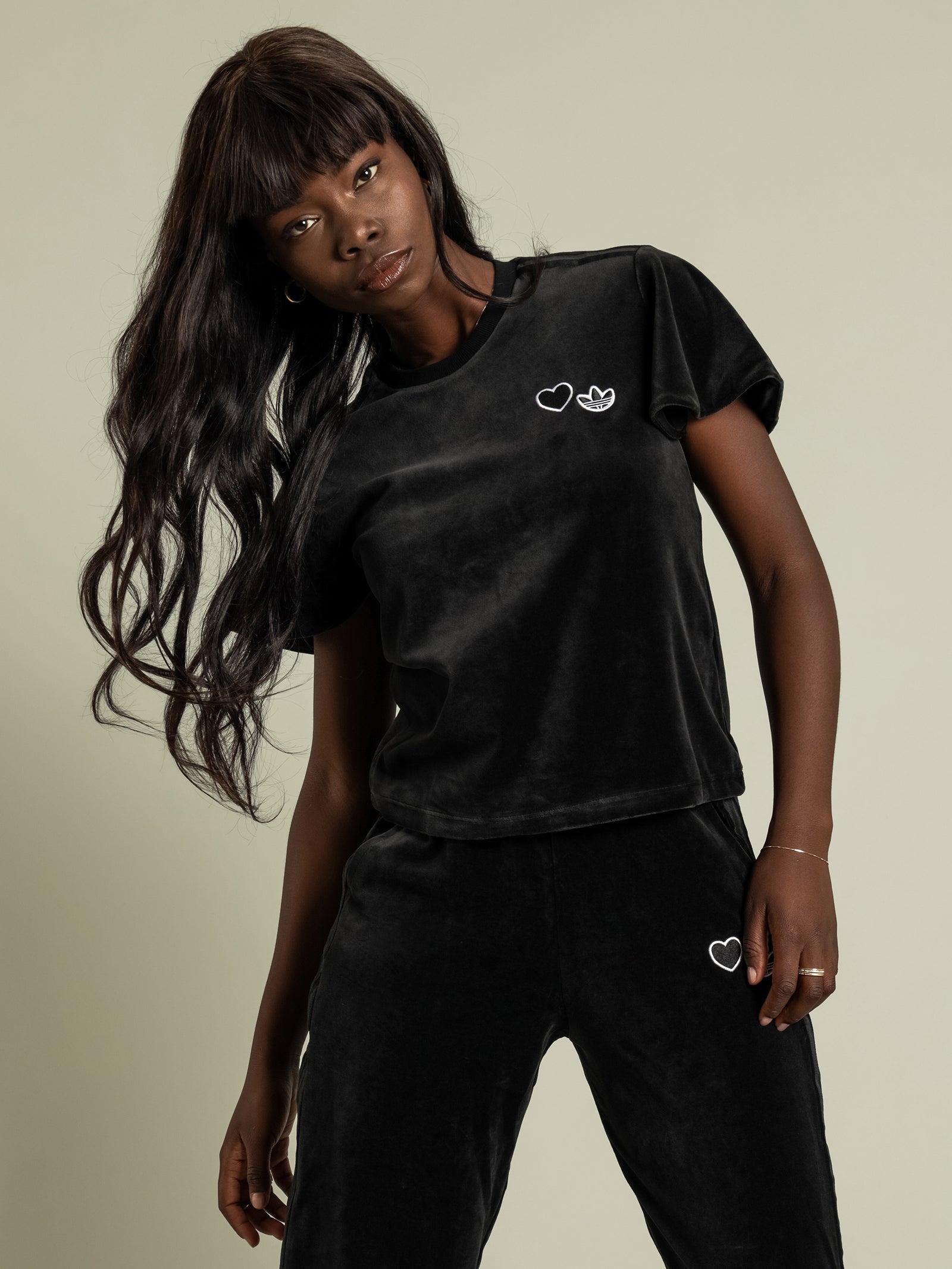 black velvet adidas top
