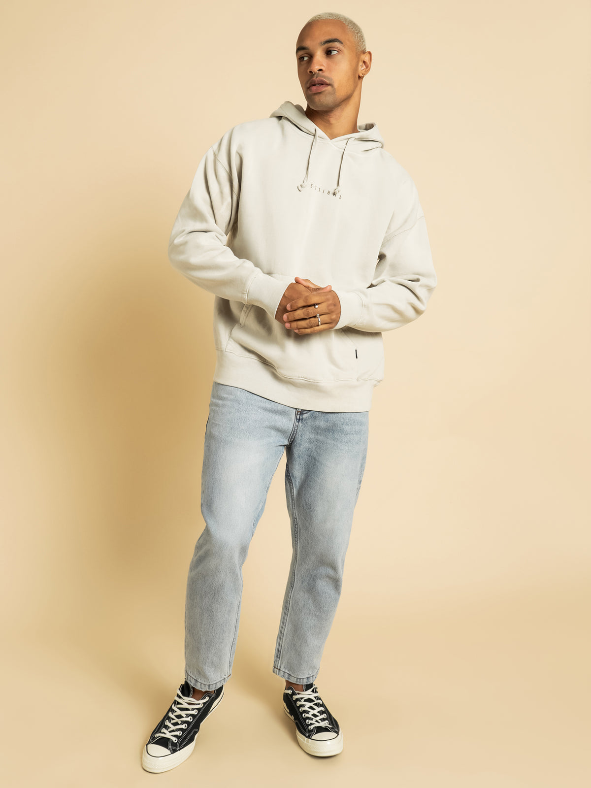 Thrills Slouch Hoodie in Cement