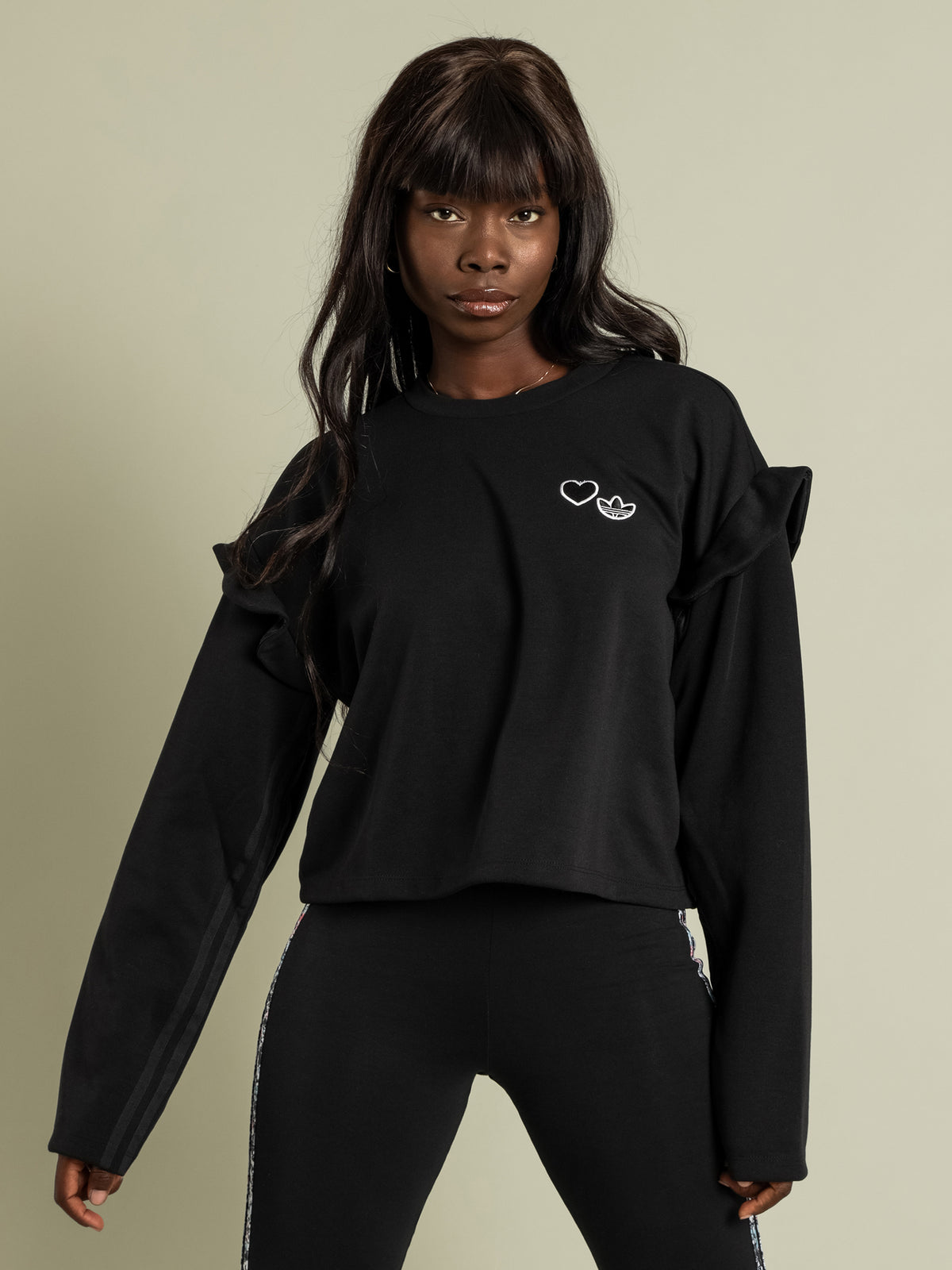 Adidas Love Heart Crewneck Sweatshirt | Black