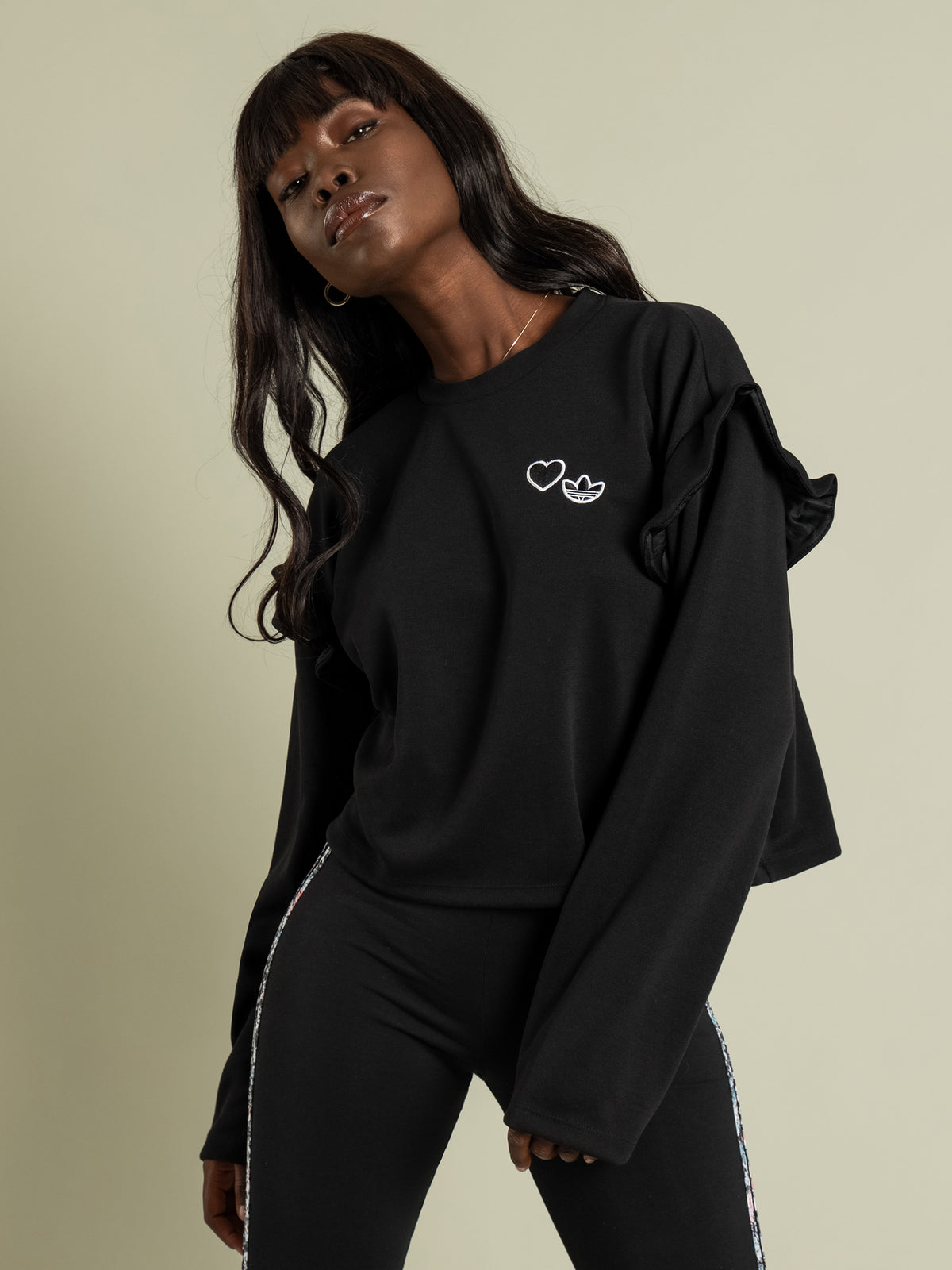 Adidas Love Heart Crewneck Sweatshirt | Black