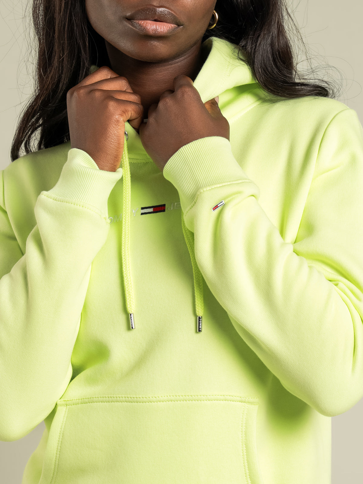 Linear Logo Hoodie in Faded Lime