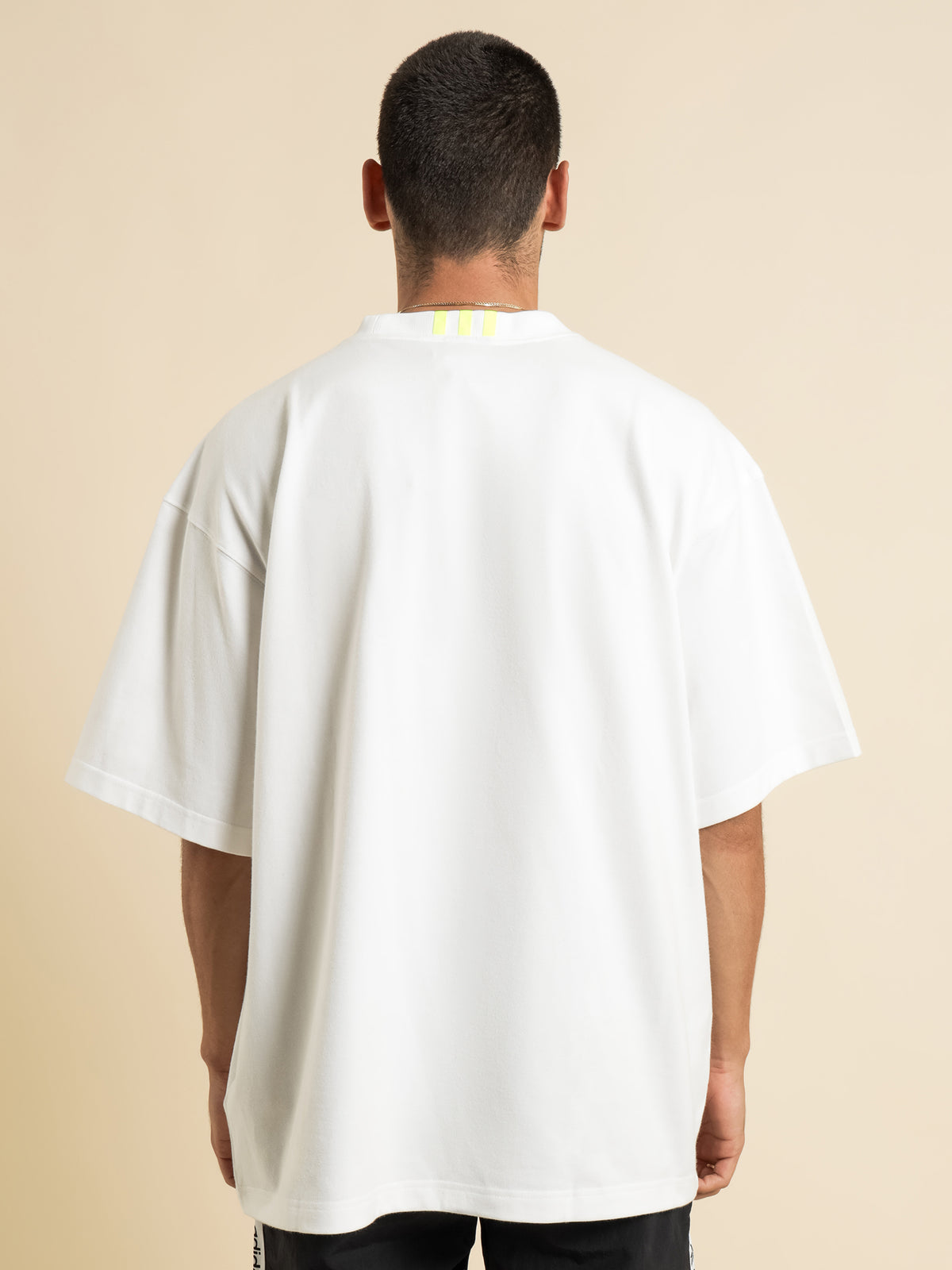 RYV Oversized Silicone Badge T-Shirt in White &amp; Solar Yellow
