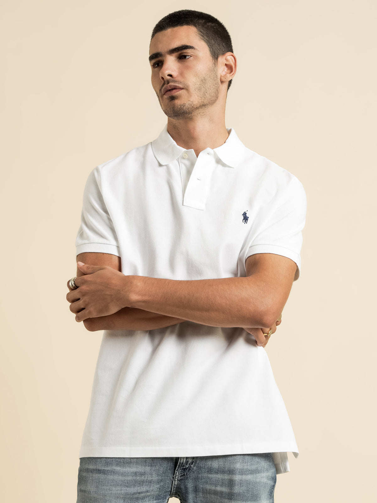 Custom Slim Polo T-Shirt in White
