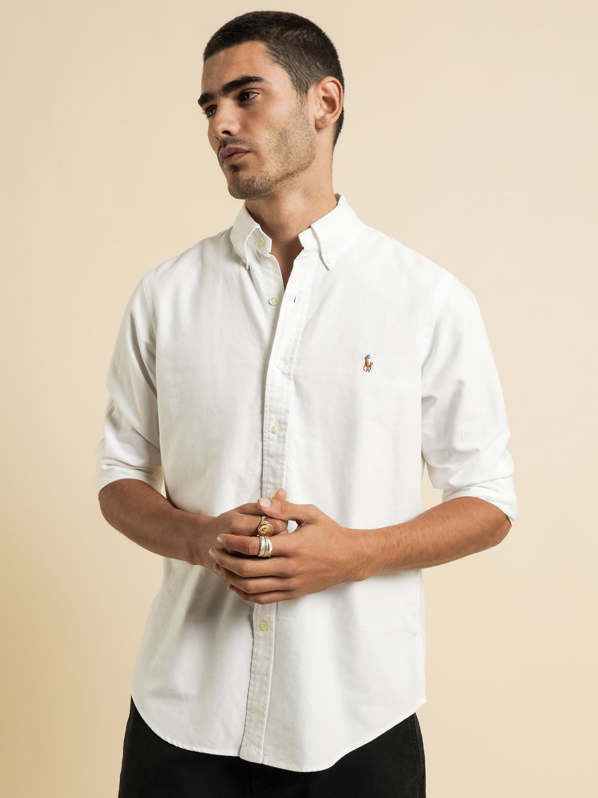 Standard Fit Oxford Sport Shirt in White