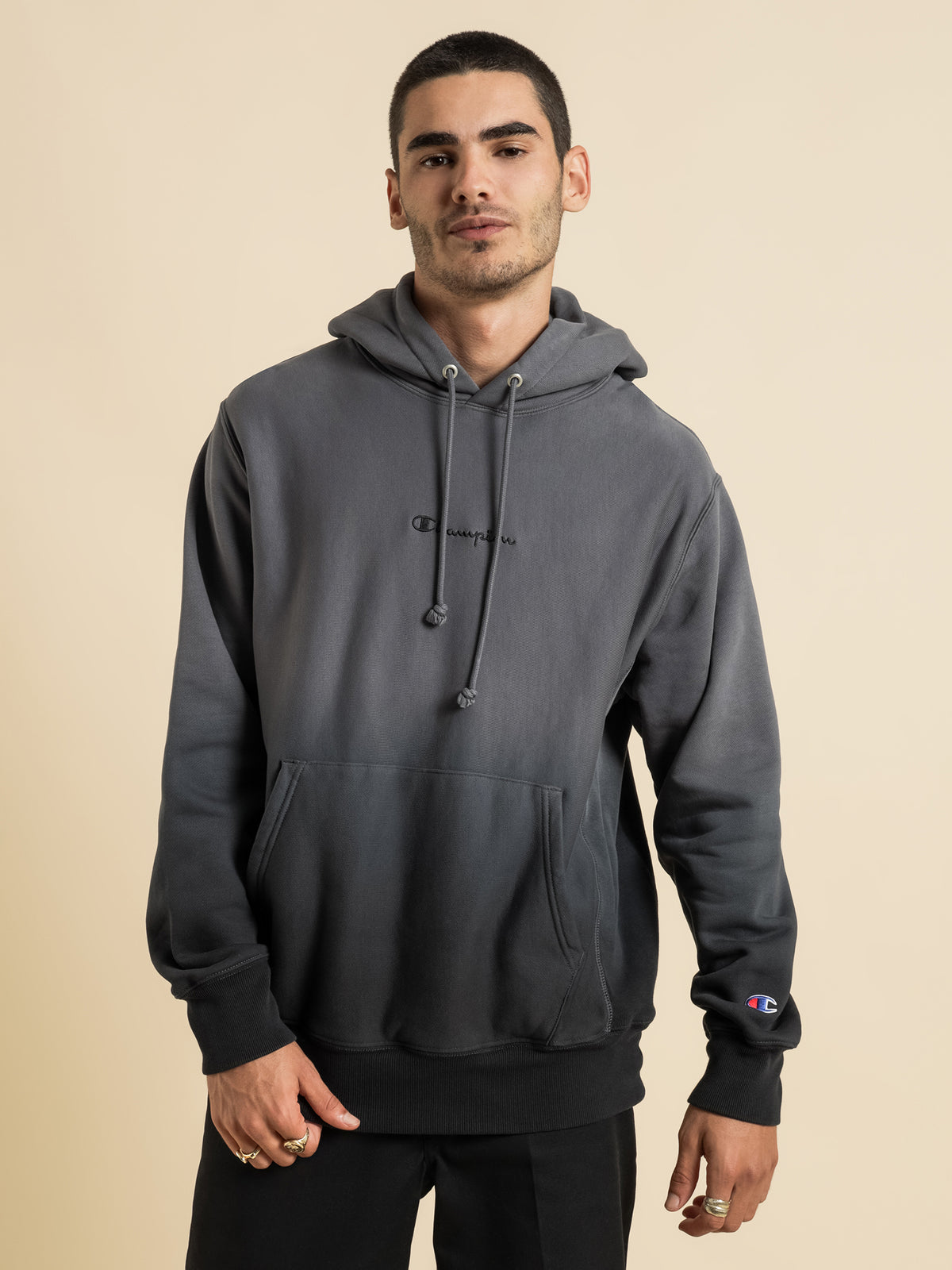 Reverse Weave Ombre Hoodie in Washed Out