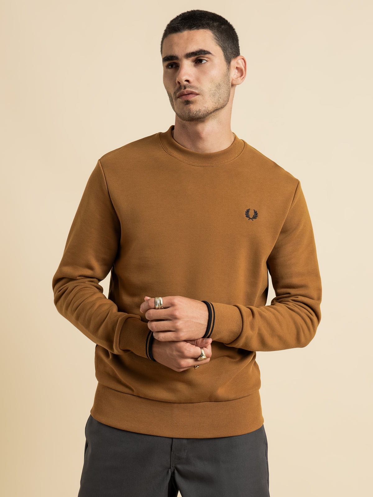 Fred Perry Crew Neck Sweatshirt | Caramel