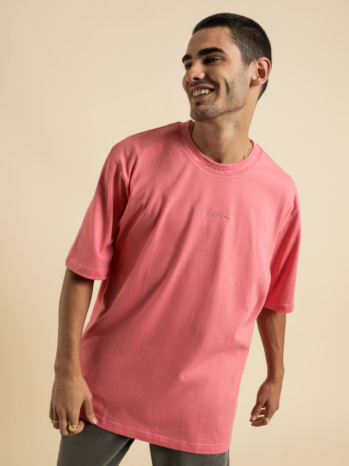 Rib Detail T-Shirt in Rose