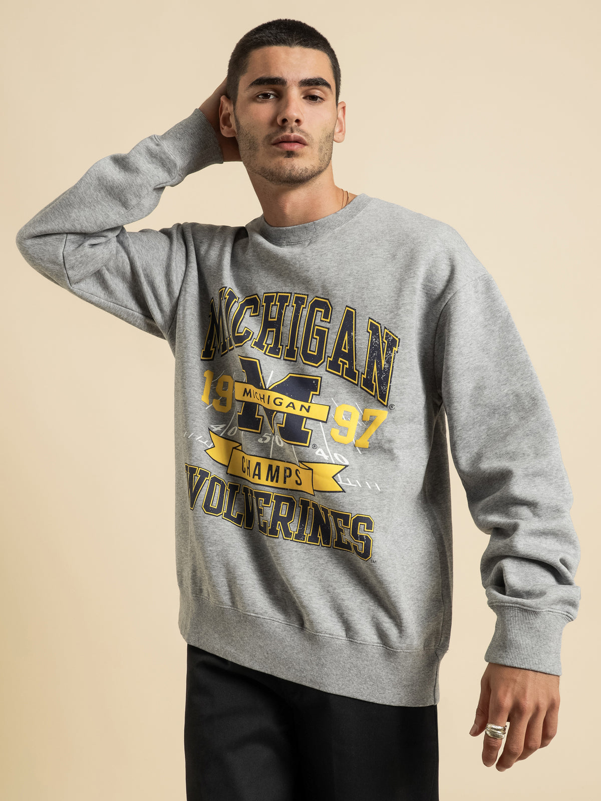 Vintage 90s Michigan Champs in Grey Marle