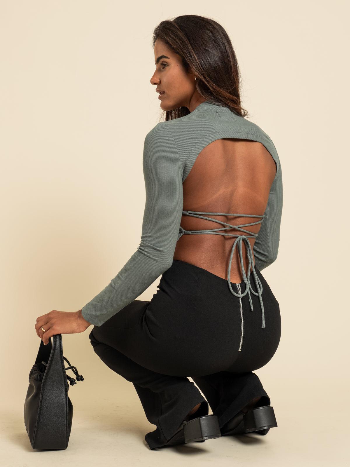 Cleo Tie Back Top in Agave