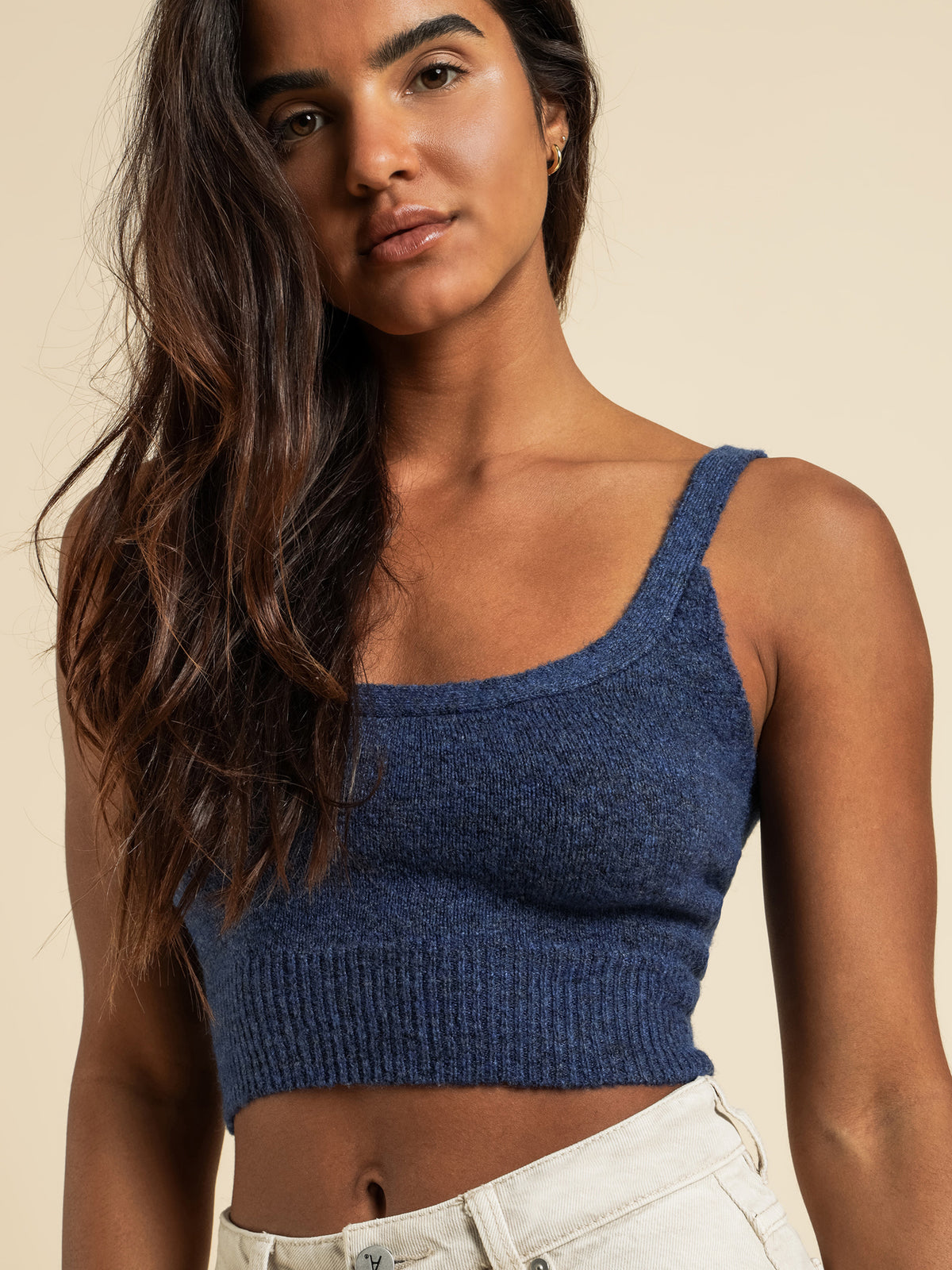 Heather Knit Cami in Blue