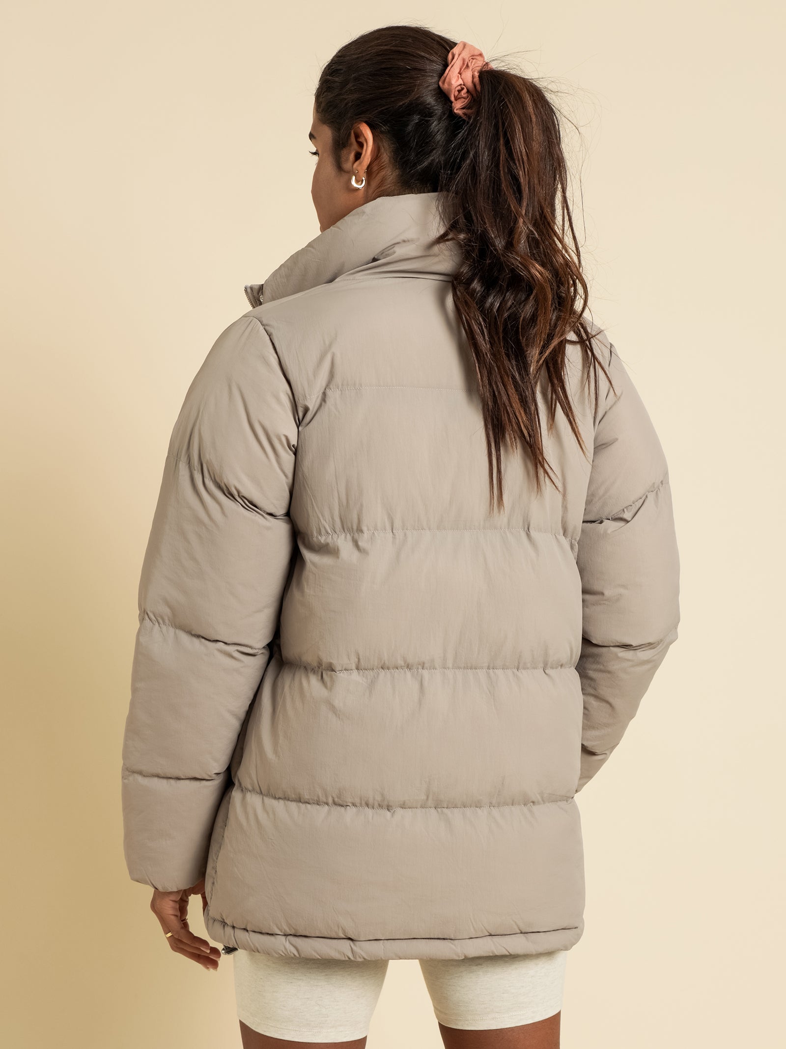 Topher Longline Puffer Jacket in Taupe