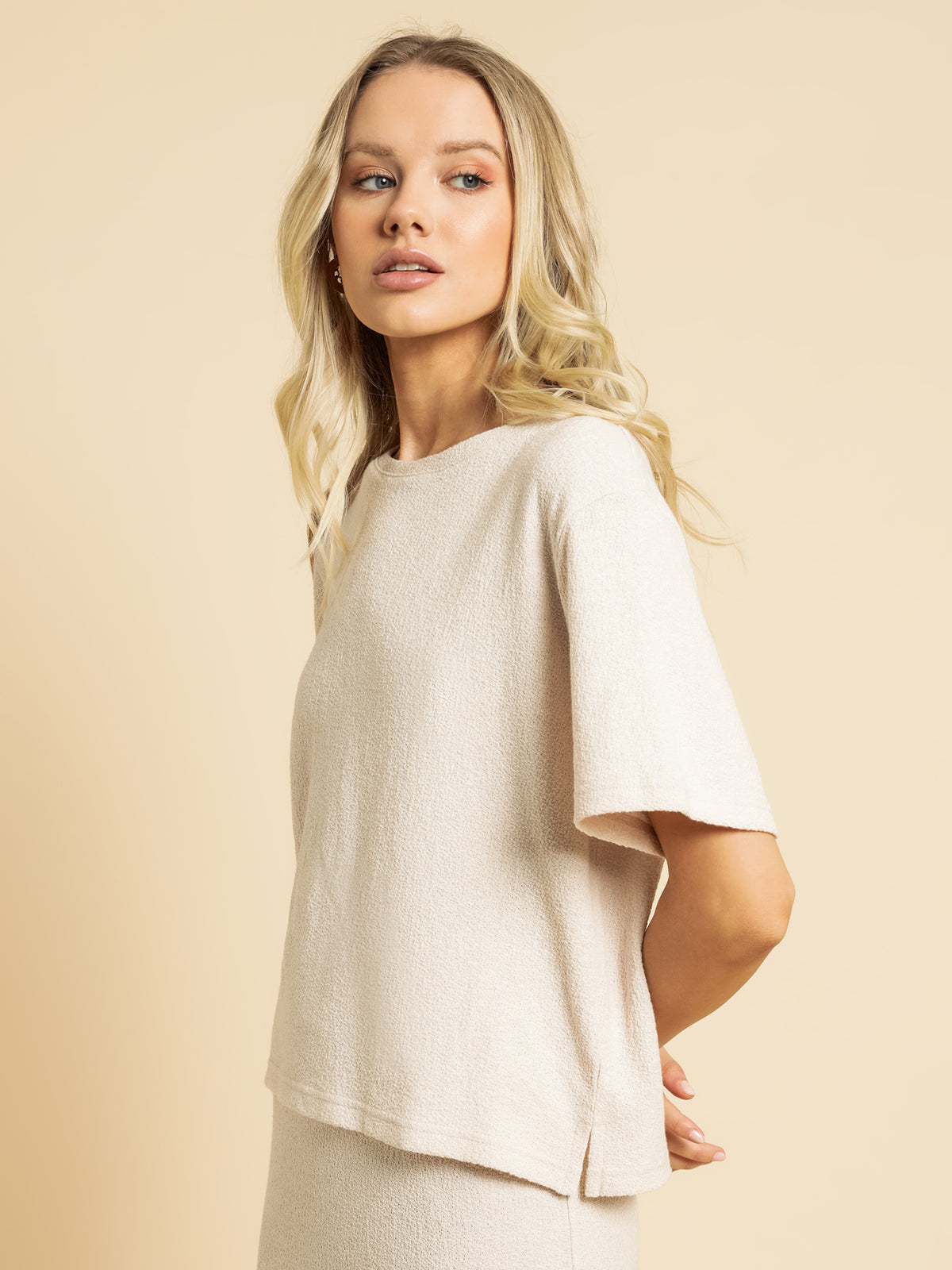 Bowie Textured Tee in Oat