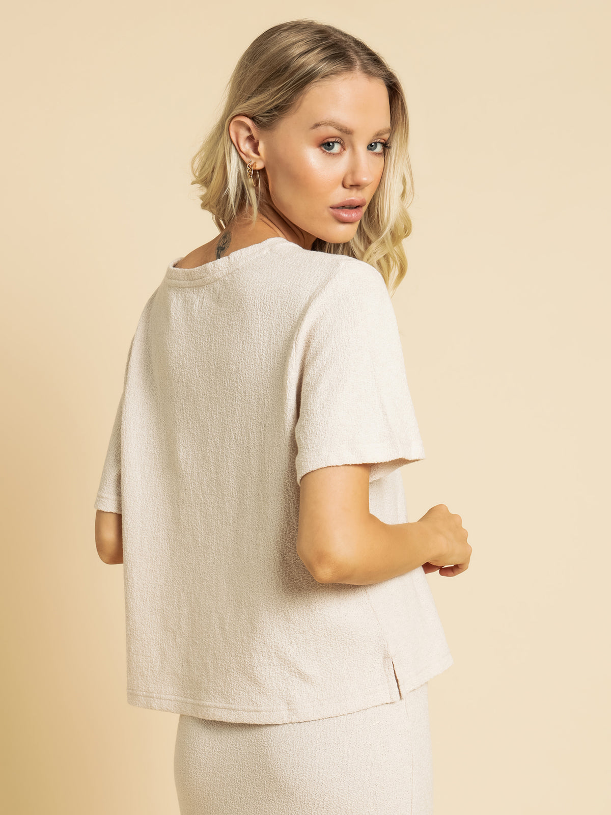 Bowie Textured Tee in Oat