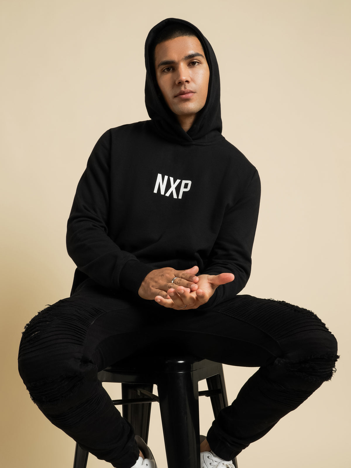 Nena and Pasadena Become The Thunder Step Hooded Sweater in Jet Black | Black