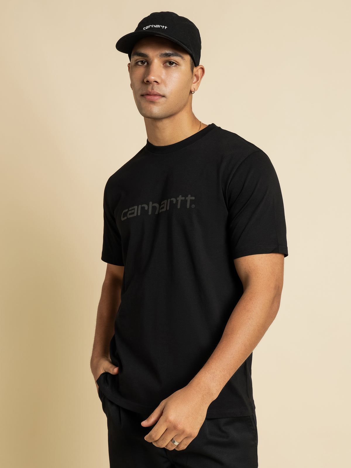 Short Sleeve Script T-Shirt in Black