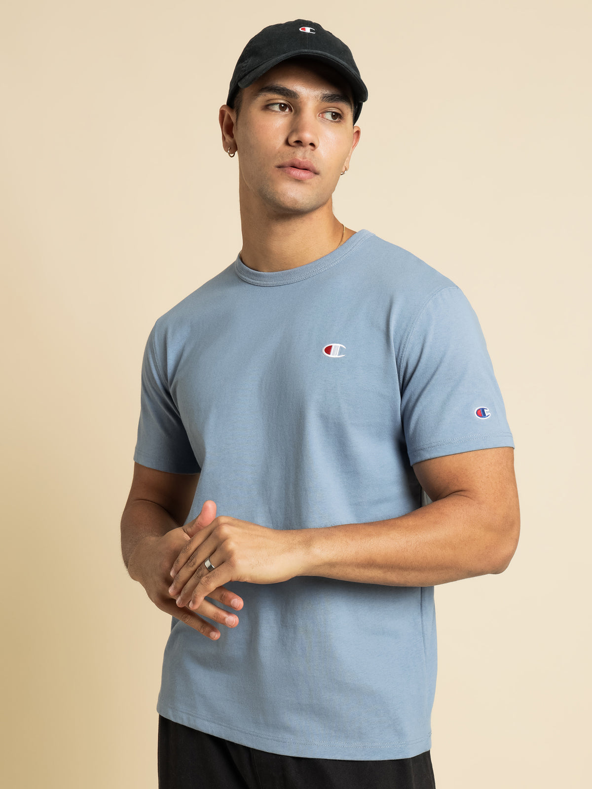 Heritage Small C Logo T-Shirt in Wildflower Pale Blue