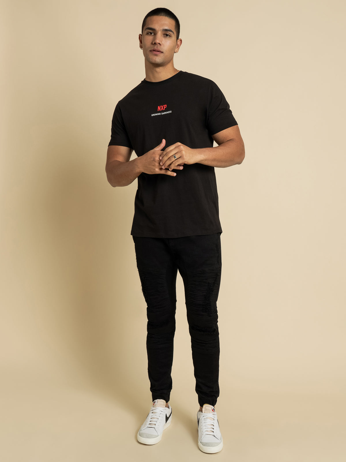 Nena and Pasadena Darkness Cape Back T-Shirt | Black