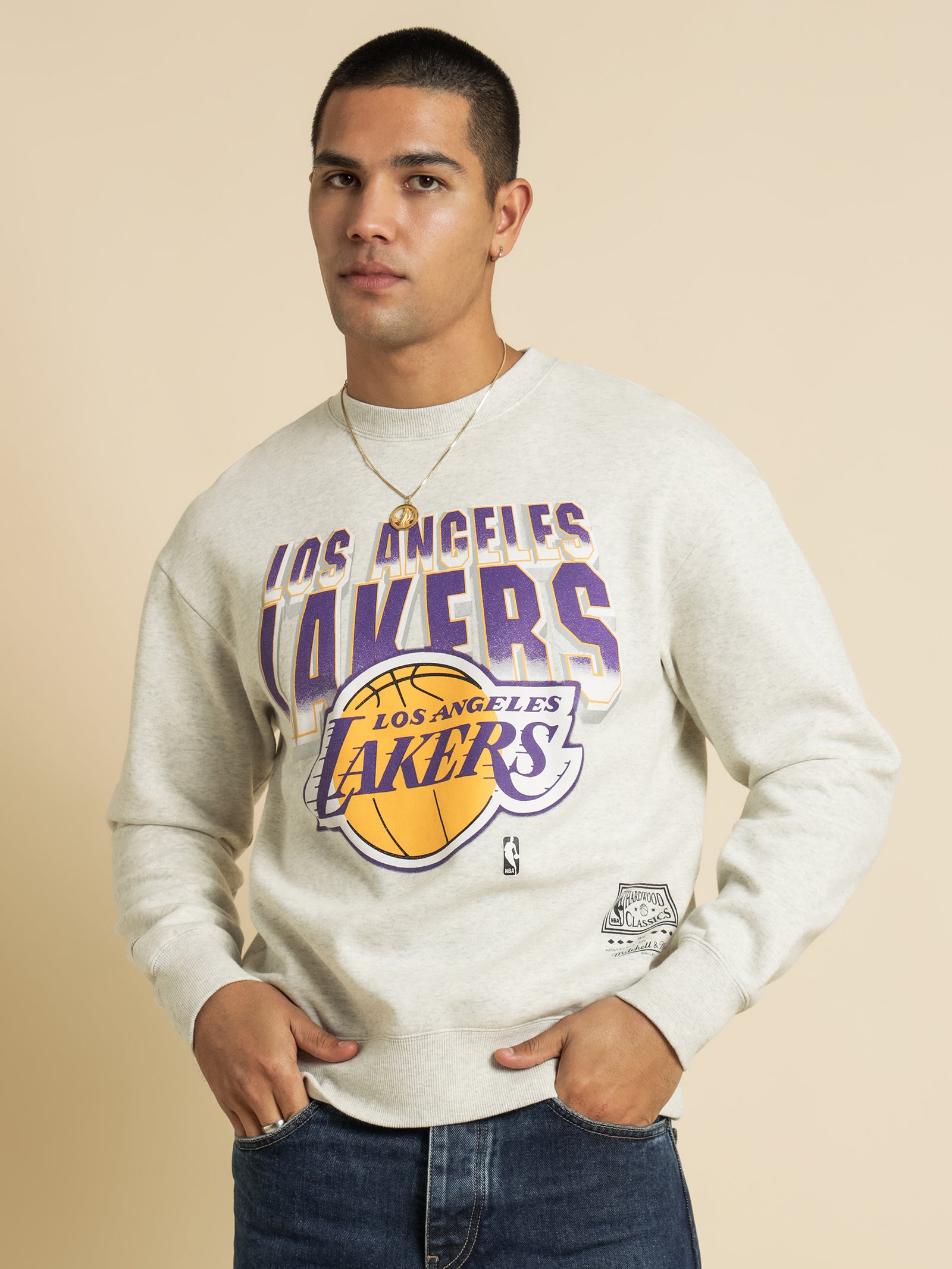 LA Lakers Crew in White Marle - Glue Store