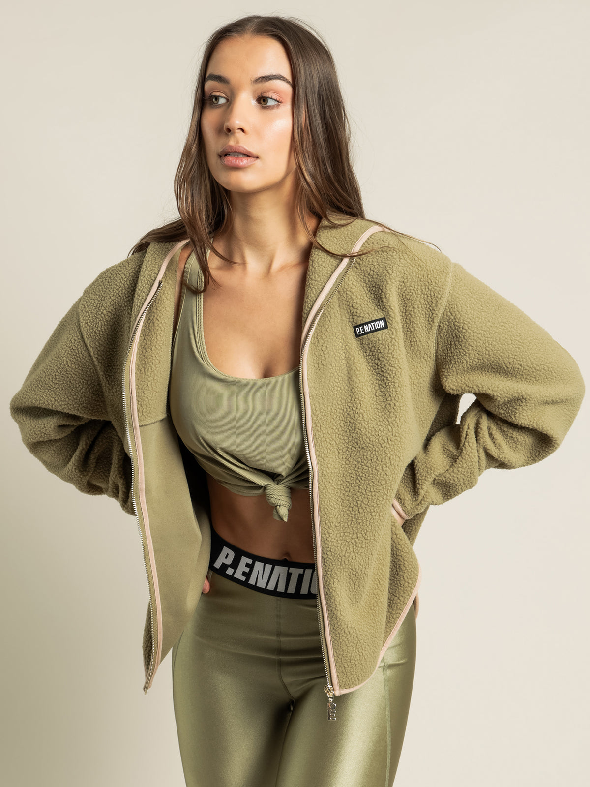 Point In Line Jacket in Olive Gray