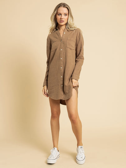 Marvin Linen Longline Shirt Dress