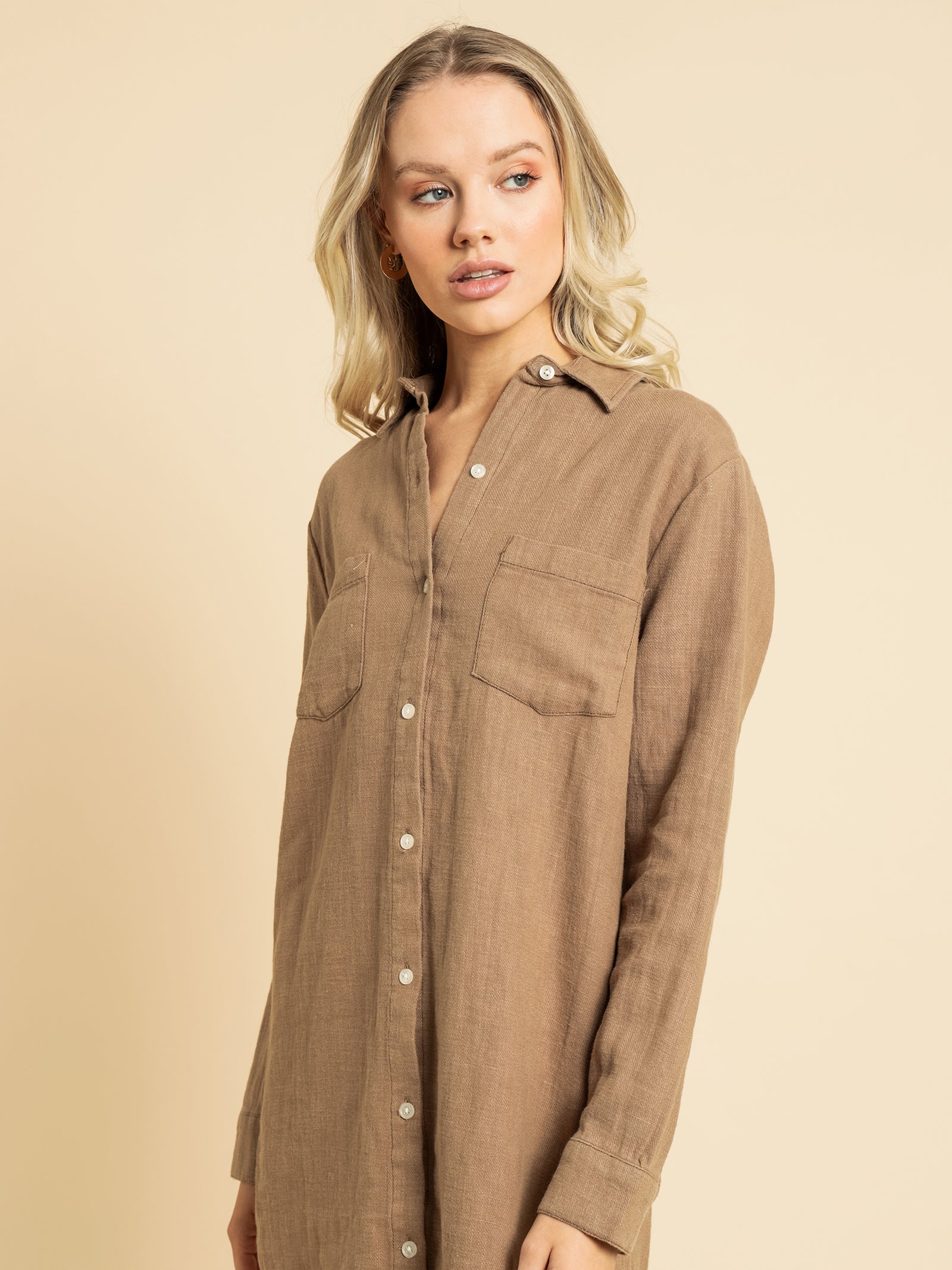 Marvin Linen Longline Shirt Dress