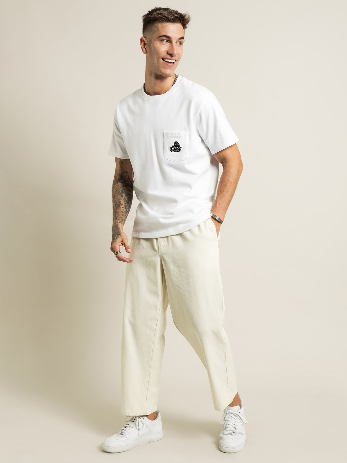 91 Short Sleeve Pocket T-Shirt in White
