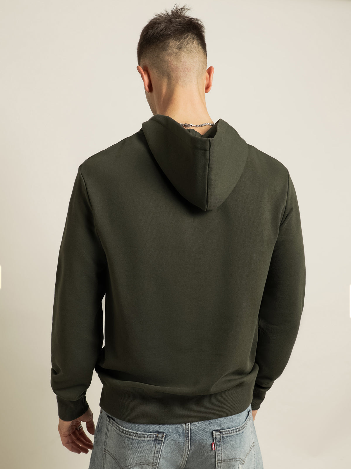 Embroidered Hoodie in Dark Green