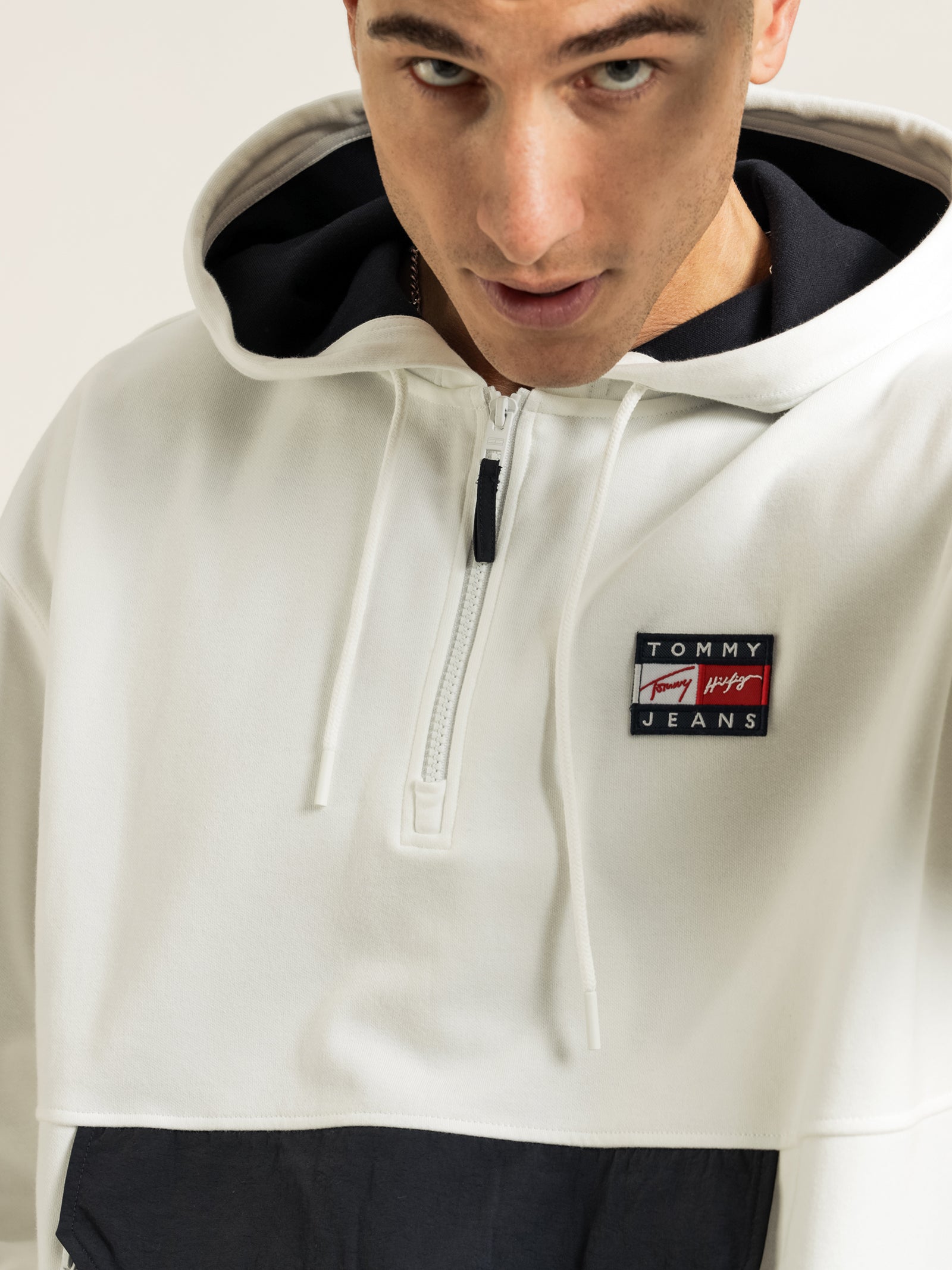 Tommy Hilfiger Street Half Zip Hoodie Ecru Glue Store