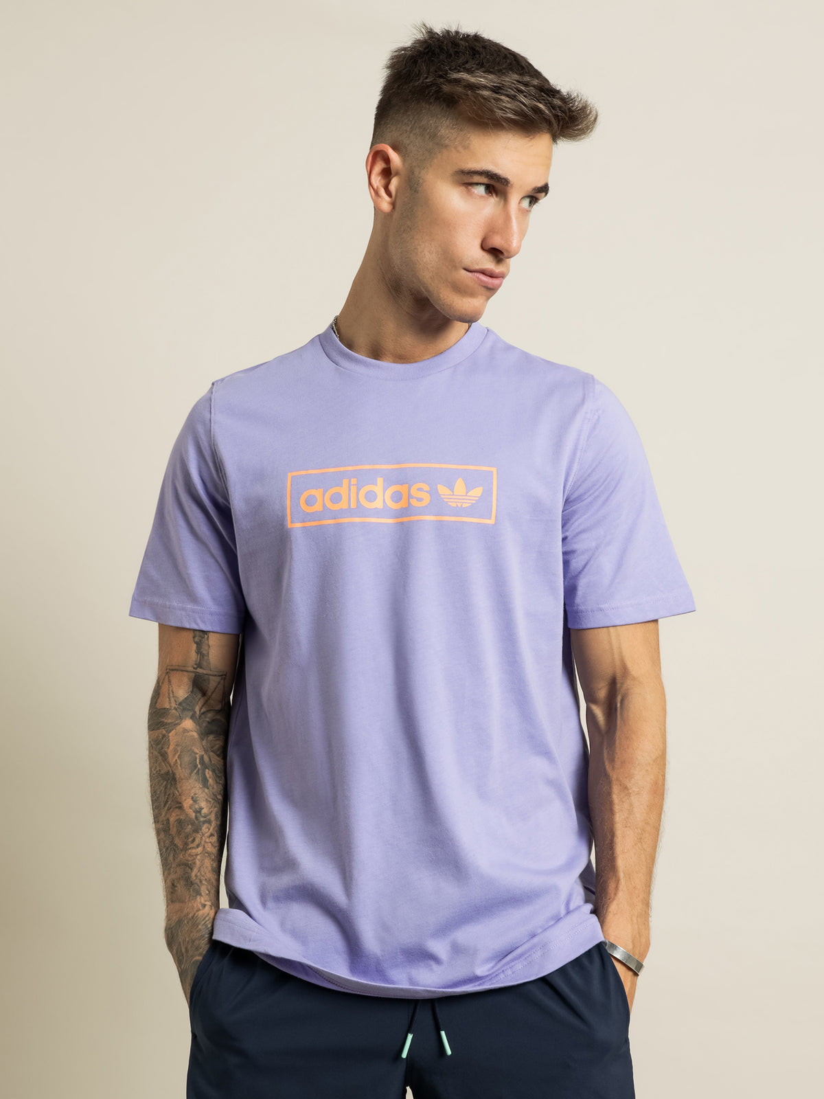 Linear Logo T-Shirt in Lilac Purple