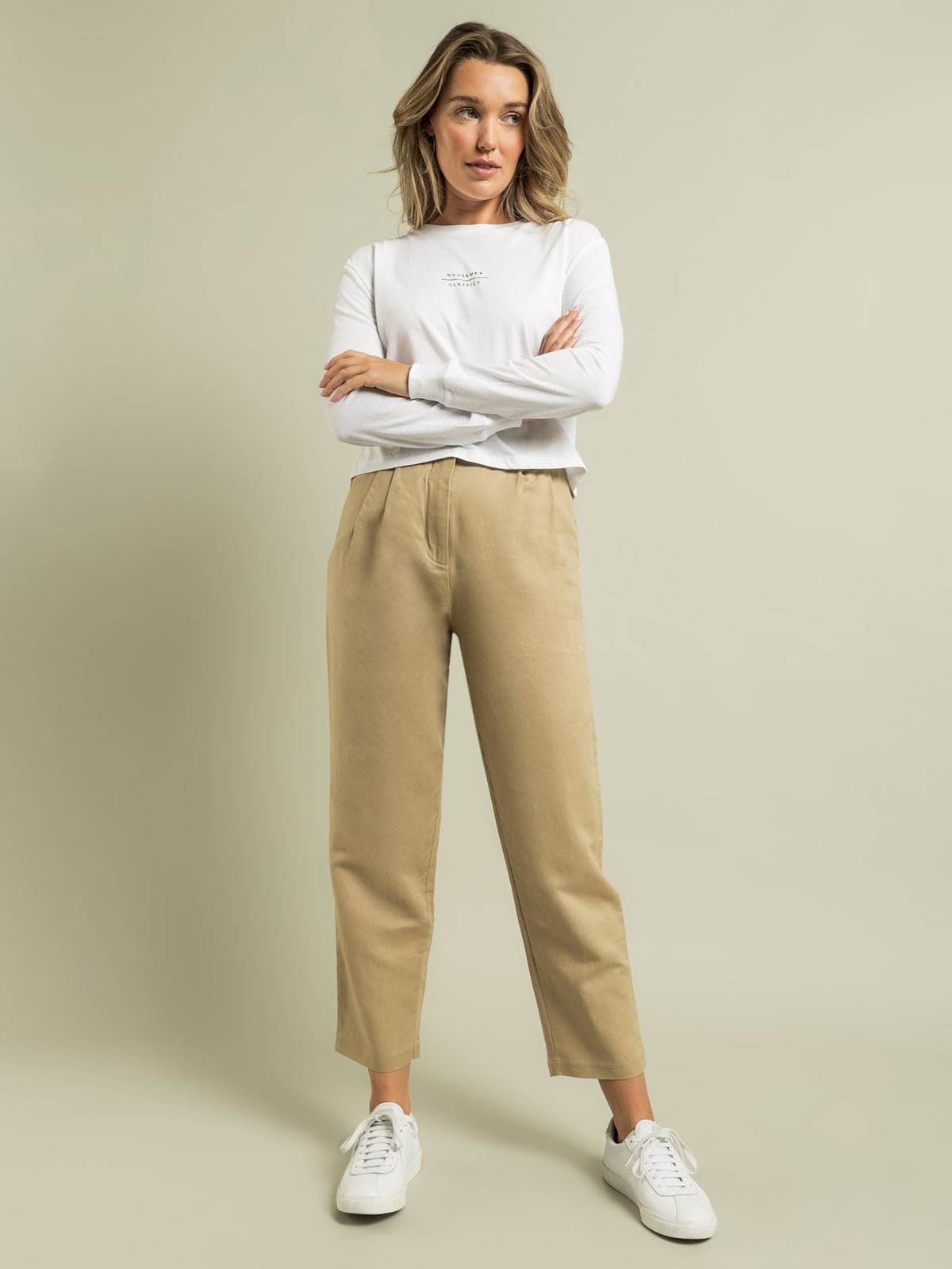 Nude Lucy Classics Long Sleeve Slogan T-Shirt | White