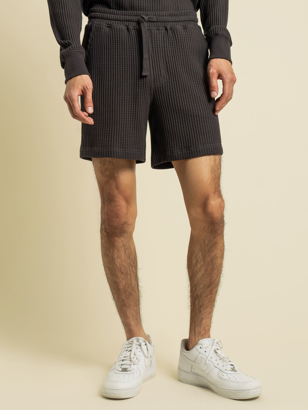 Rocco Waffle Shorts in Washed Black
