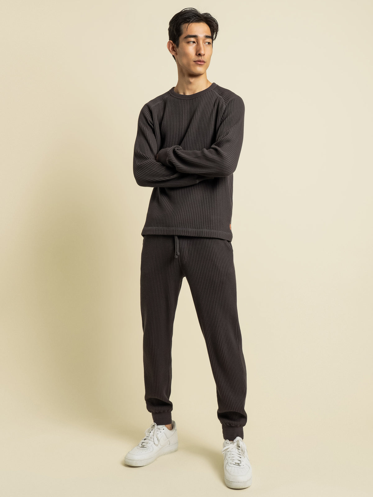 Rocco Waffle Jogger in Black