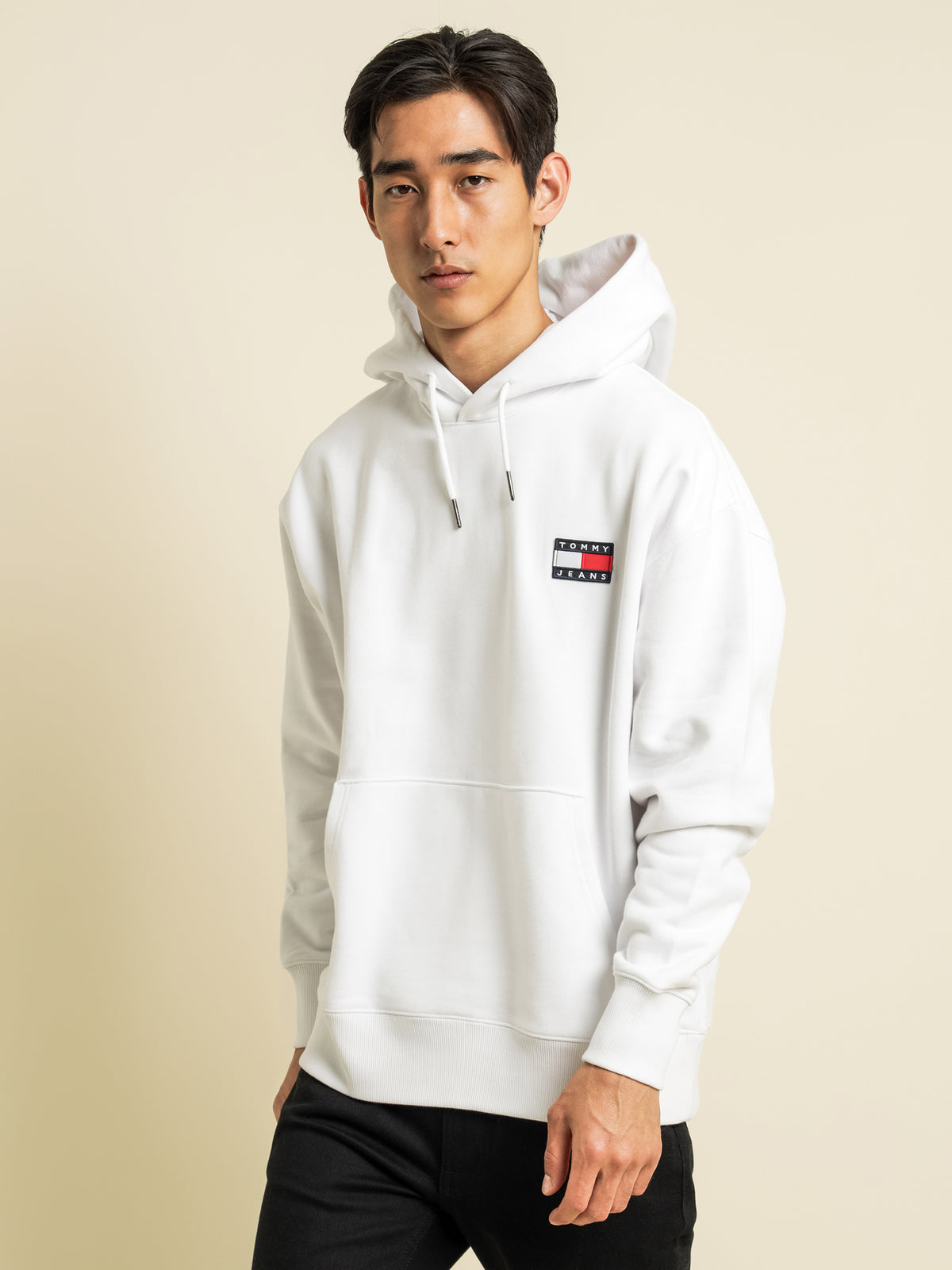 Tommy Badge Hoodie in White