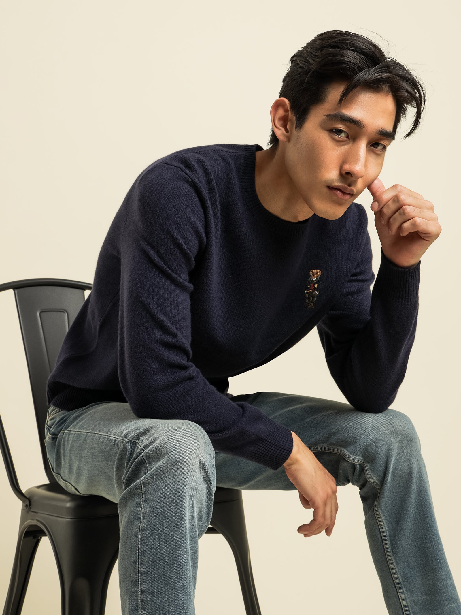 Long Sleeve Knit Polo Sweat
