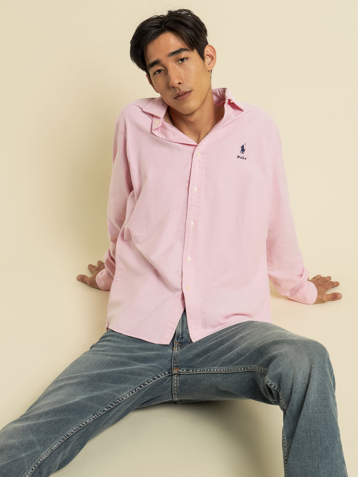 Oxford Long Sleeve Shirt in Light Pink