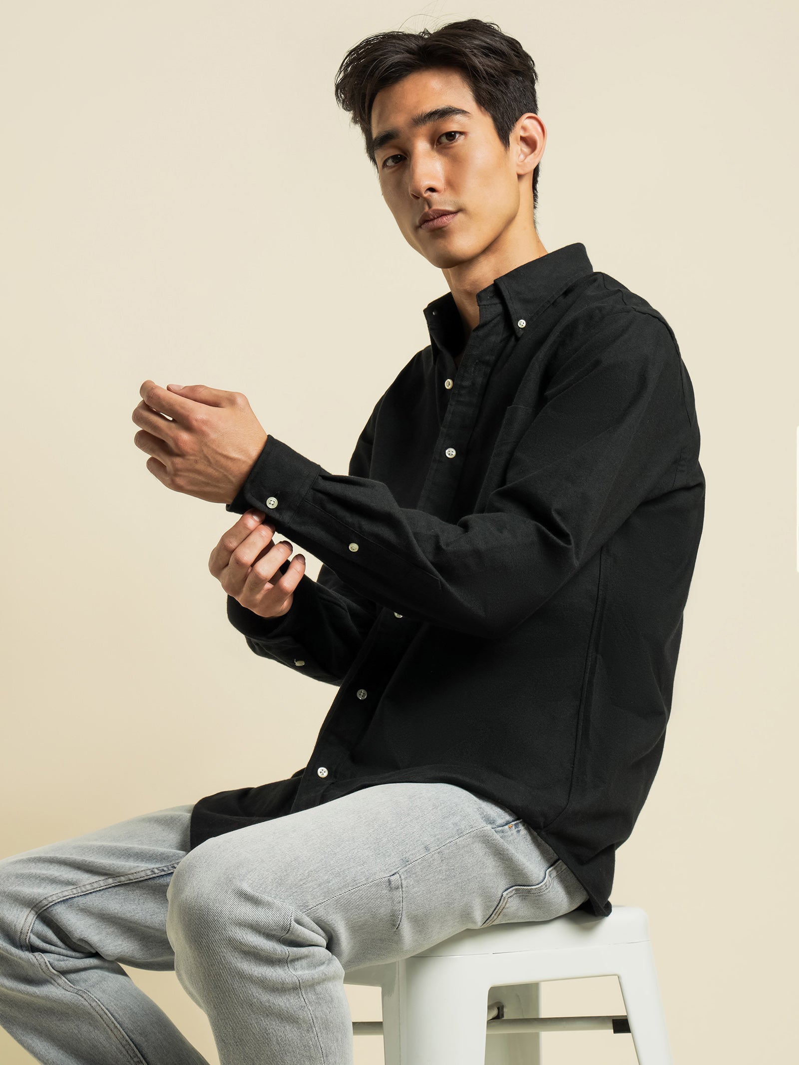 Woven Polo Bear Long Sleeve Shirt