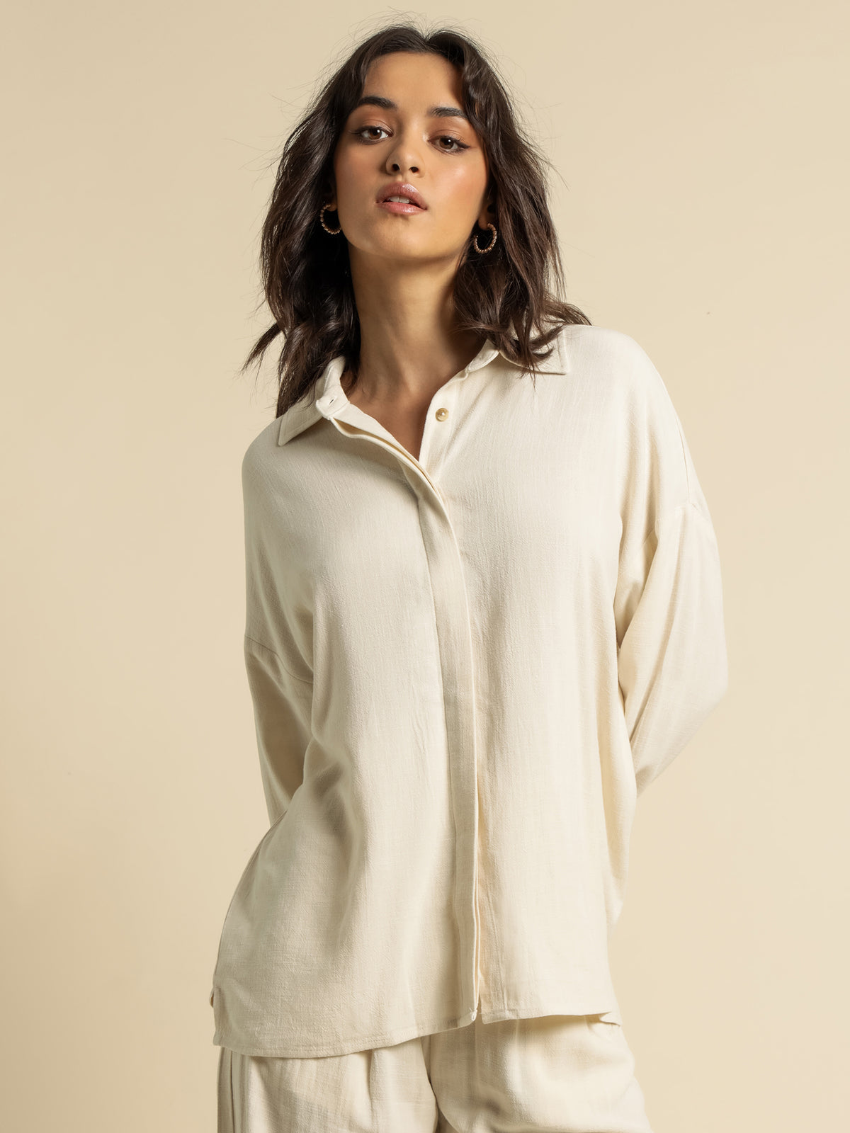 Olive Long Sleeve Shirt in Ivory