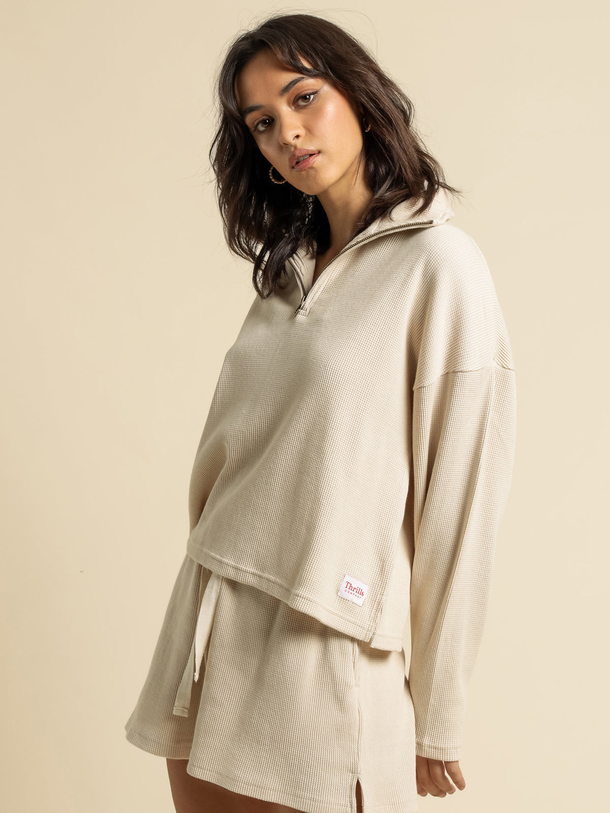 Thrills Hiatus 3/4 Zip Pullover | Unbleached